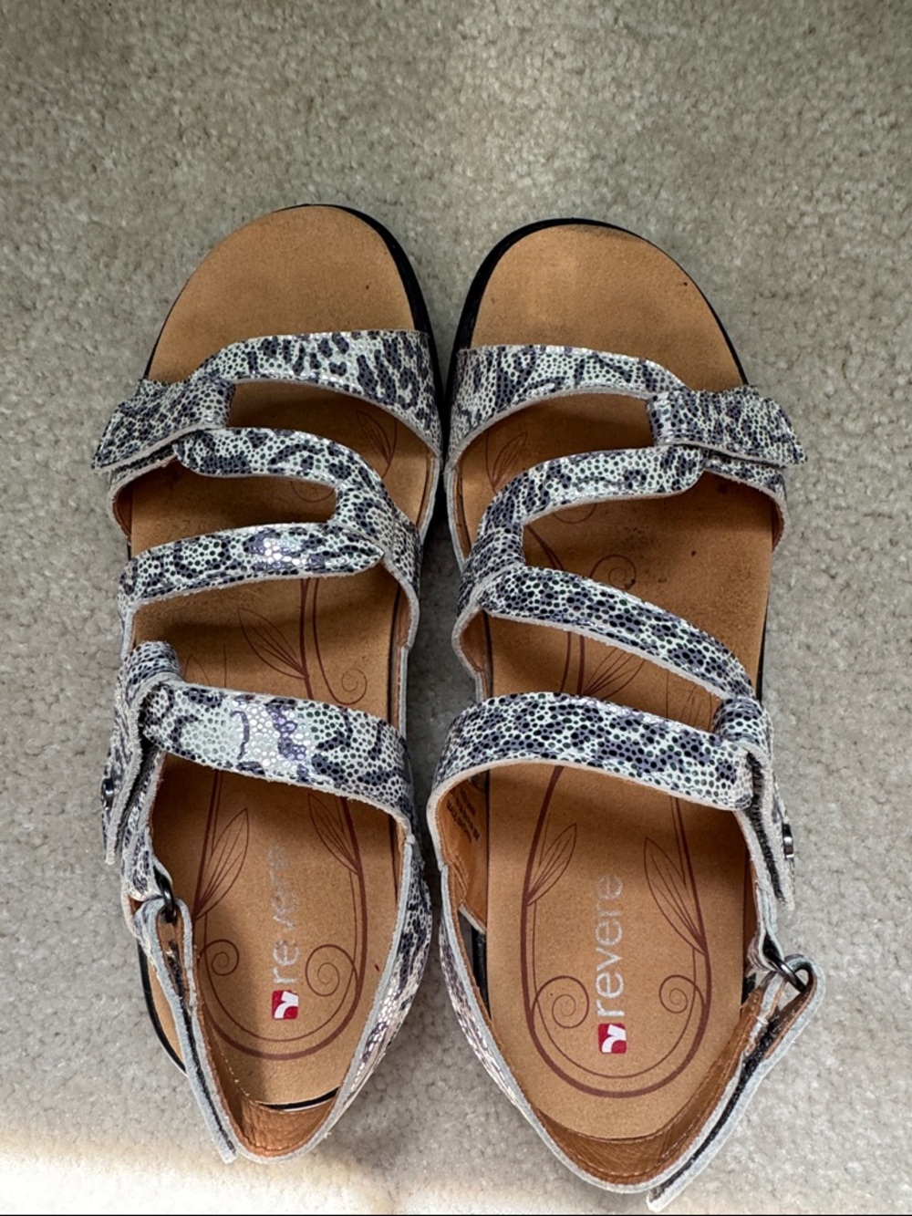 Reverse Snake-Print Multi-Strap Sandal in White and Black